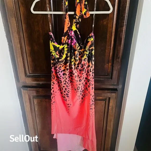 VENUS | Dresses | Womens Halter Midi Dress S Multicolor Leopard Print Party  | Poshmark